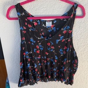 Women's Black Floral Tank Top